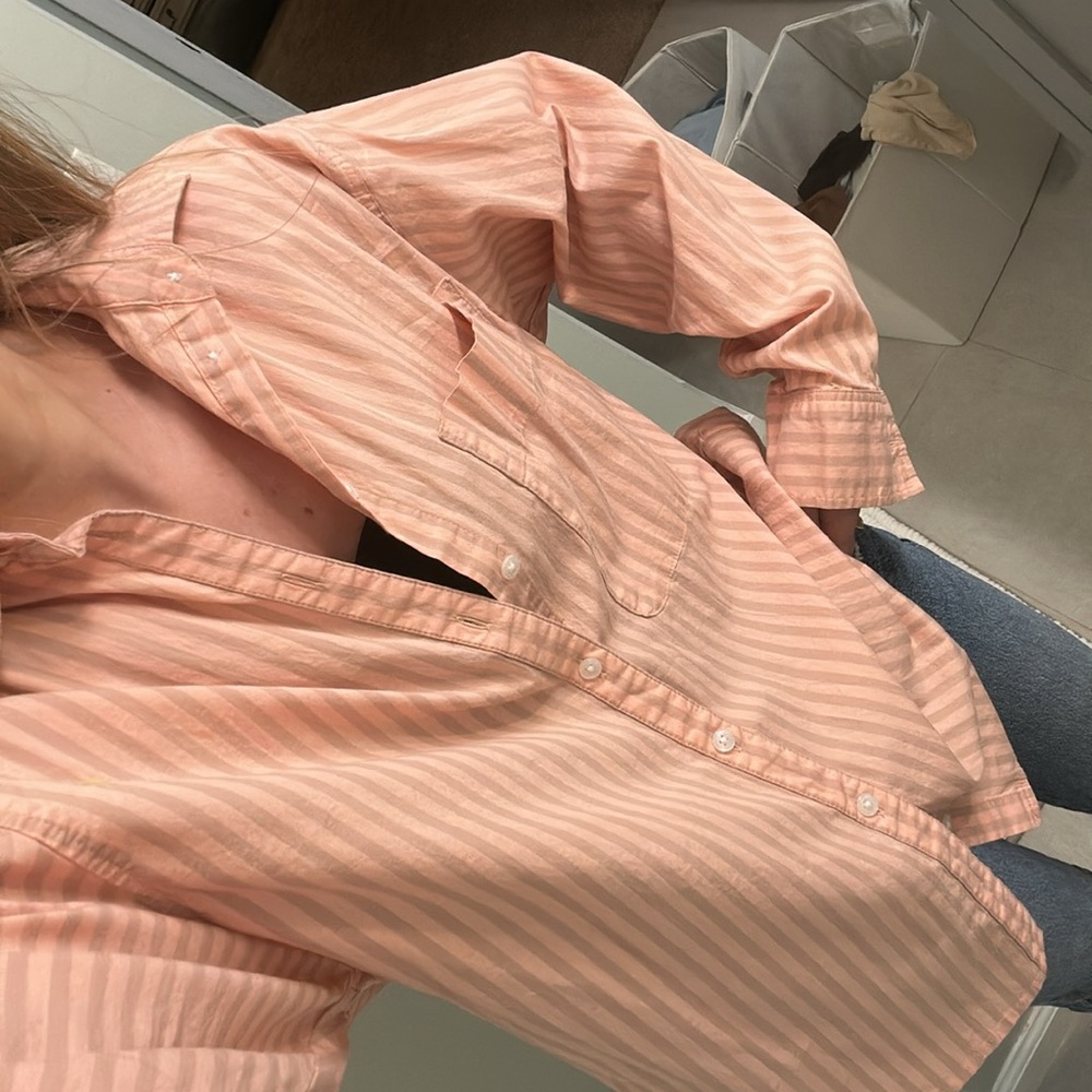 A New Day (Target) Striped Peachy Oversized Button Down Shirt
